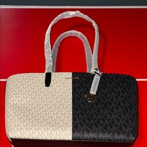 Michael Kors Two-Tone Black and Cream Tote